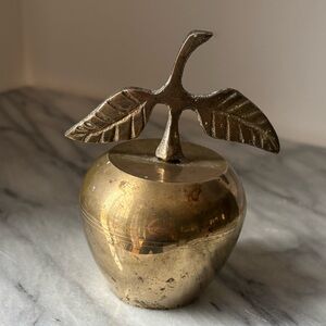 Vintage Brass Apple Bell Decorative No Bell w Leaf and Stem Detail
